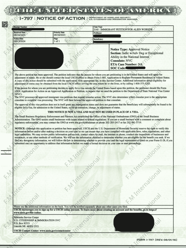 APPROVAL OF IMMIGRATION 4