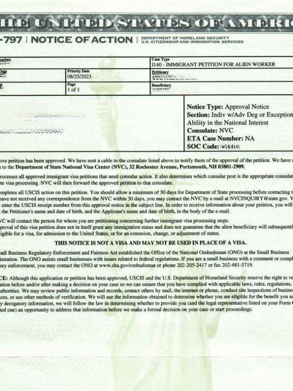 APROVAL OF US IMMIGRATION 3